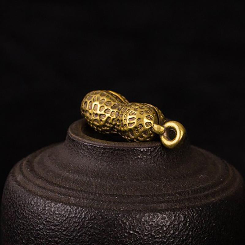 Brass Peanut Bell Ornaments Copper Figurines Feng Shui Desk Decorations Home Decors Accessories Keychains Pendants Gifts