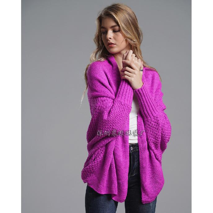 13 Farben 2024 Herbst/Winter Neu Fledermausärmel Groß Lang Einfarbig Gestrickter Cardigan Mantel Damenpullover