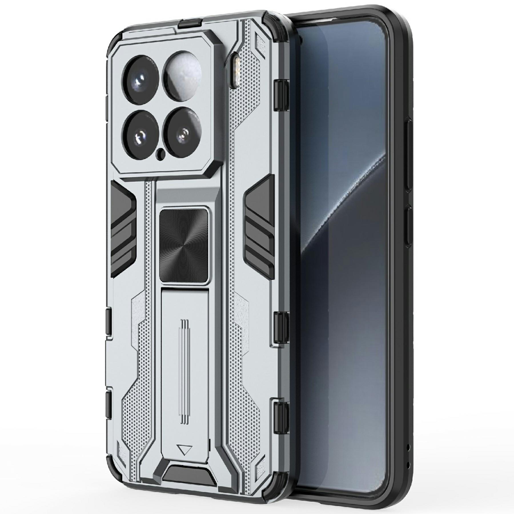 

For Xiaomi 15 Case PC+TPU Shockproof Phone Cover with Kickstand Grey