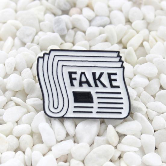 Cartoon Newspaper English Letter Fake Enamel Badge Brooch Pin Clothes Jewelry