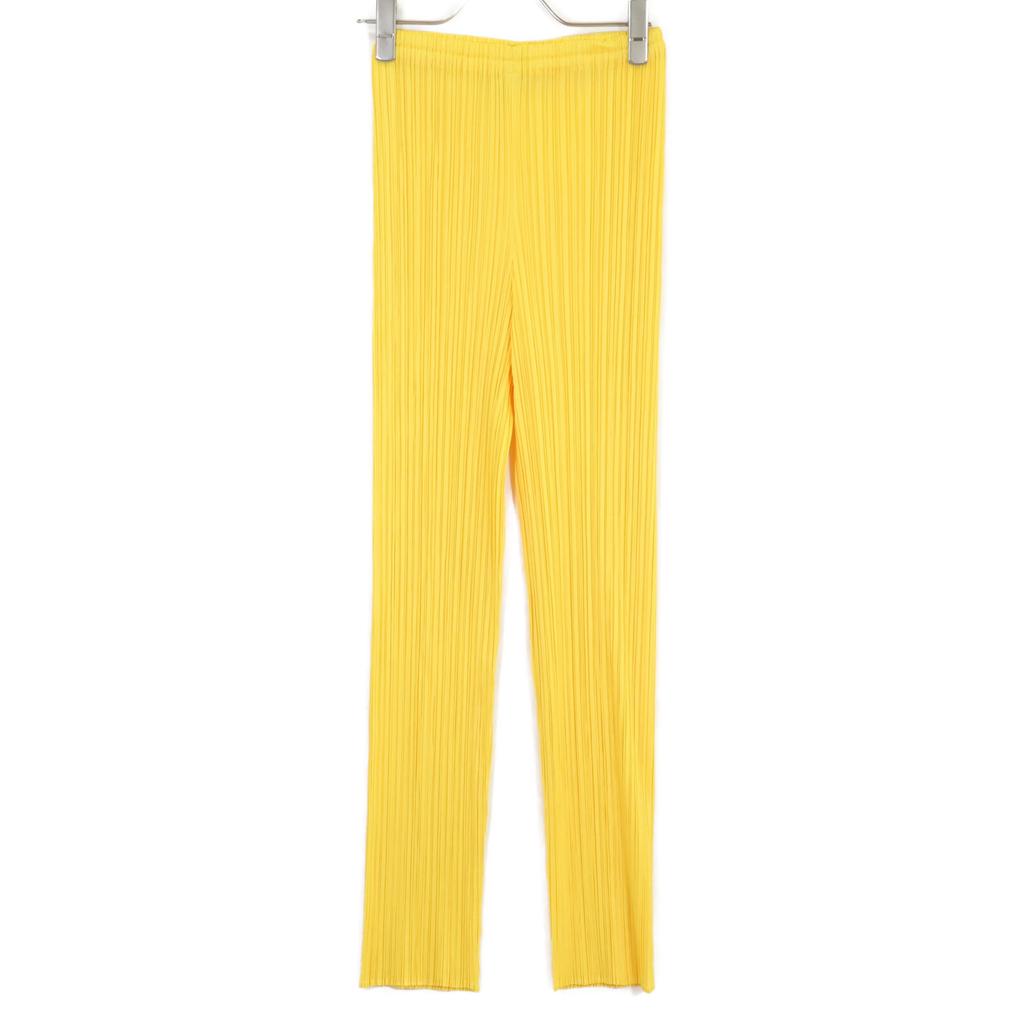 ISSEY MIYAKE PP83-JF209 Yellow PLEATS PLEASE Pleated Pants Bottoms 2 yellowUsed