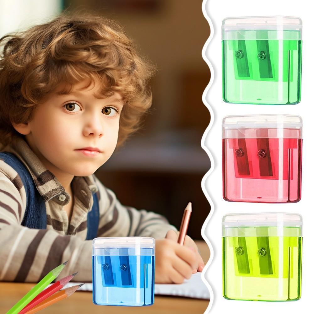 Dual Holes Pen Sharpener With Lid Pencil Sharpening Tool New Pencil Sharpeners Student Stationery