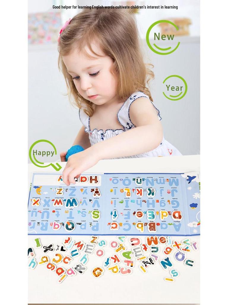 Magnetic Educational Puzzle Book: Baby's First English Words - Certified Safe