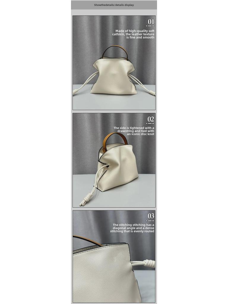 Luojia 2023 Solid Color Dumpling Handbag: High-End Texture Drawstring Bucket Bag