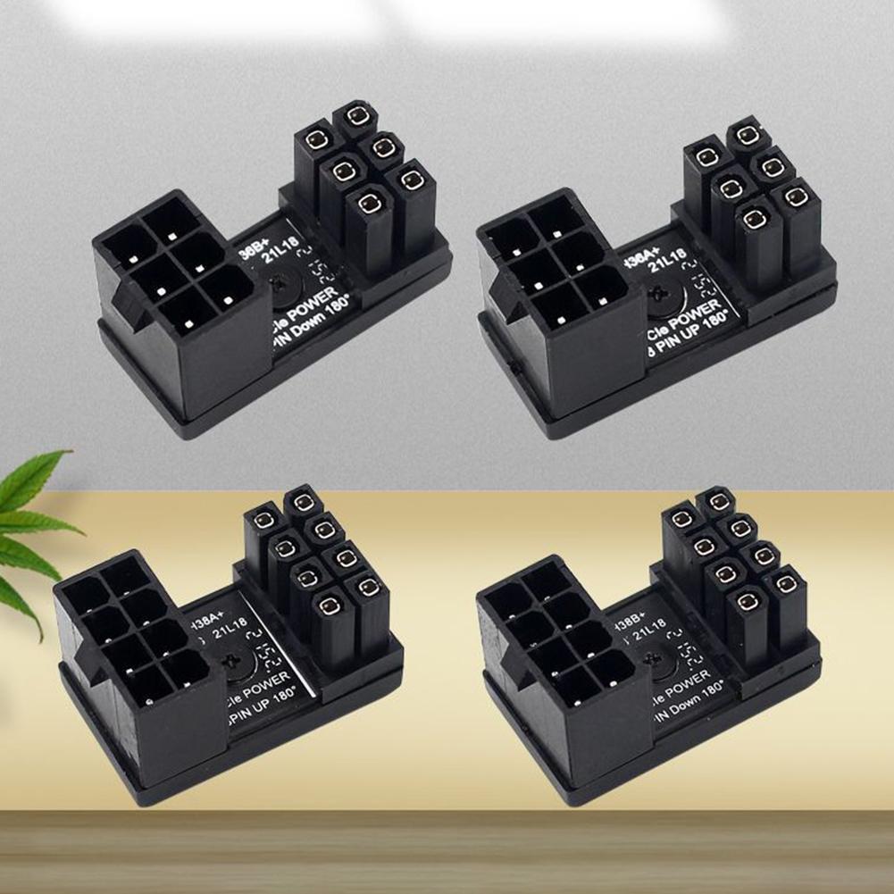 New ATX 8 Pin 6Pin To 90/180 Degree Power Plug Adapter Mainboard Motherboard Power Supply Cable Connector DIY GPU Adapter