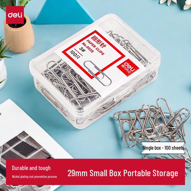Deli 29mm Nickel-Plated Paper Clips