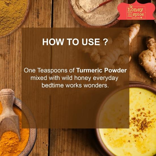 Honey and Spice High Curcumin Turmeric (100g) | Glass Jar Packaging | Haldi Powder | Ideal for Eating, Drinking, Cooking | Natural and Fresh