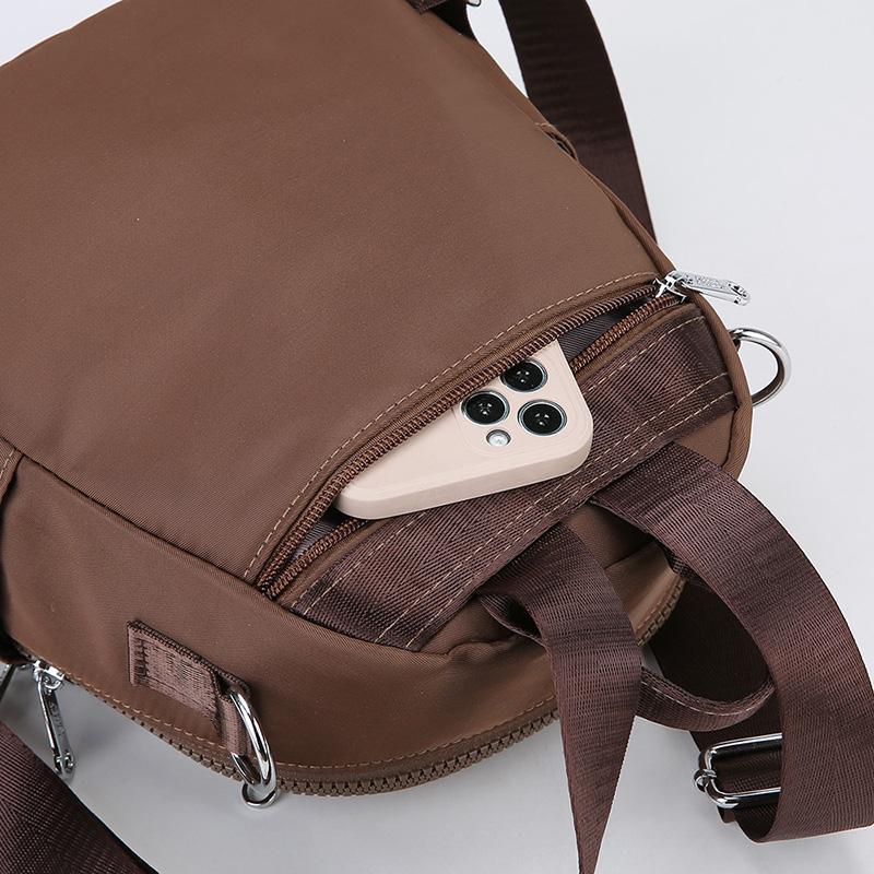 Women's Solid Color Backpack Lightweight Student Schoolbag Multifunctional Crossbody Shoulder Handbag