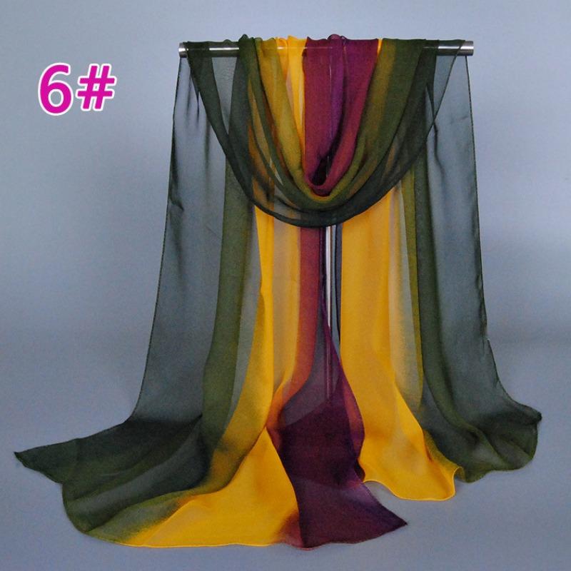 Supply imitation silk georgette silk scarf, popular bright and gradual change of color accessories scarf