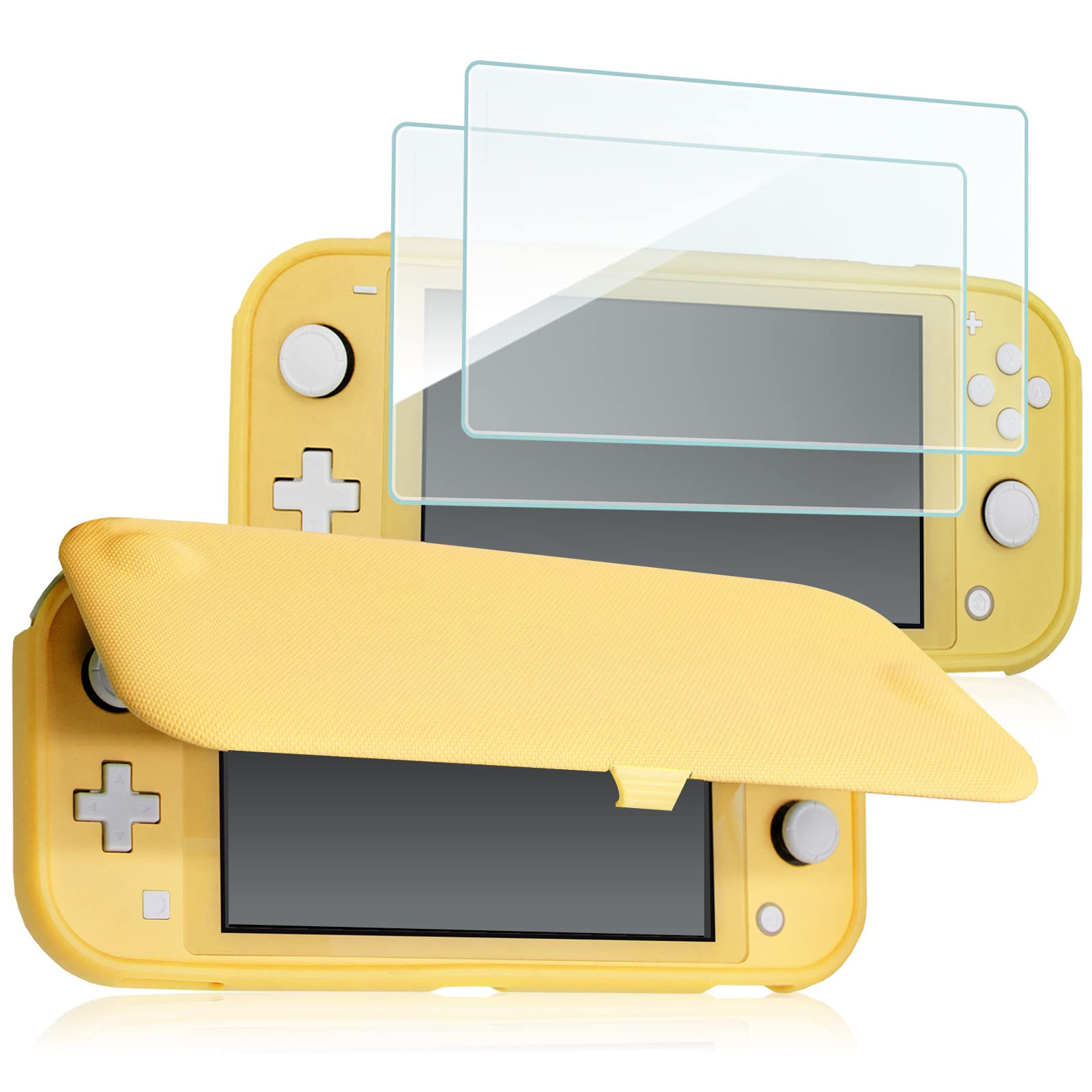

ProCase Switch Lite Flip Case Glass Slim Clear Soft TPU Cover Shockproof Protective Cover Compatible Switch Lite 2019 Yellow [2 Included] Models –
