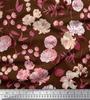Soimoi Japan Crepe Satin Fabric Leaves,Peony & Dahlia Flower Printed Fabric 1 Metre 42 Inch