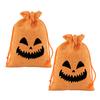 Party Favor Bags with Handles 2 Pcs Halloween Burlap Gift Drawstring, Trick or Treat Kids Activity Supplies Candy Pouch, Reusable Goodies Bag