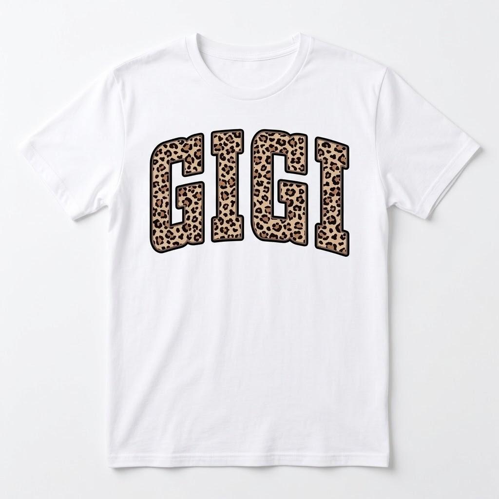 Gigi Shirt Leopard Print Grandma T-Shirt Women White Tee Mother s Day Gift Unisex T-Shirt S
