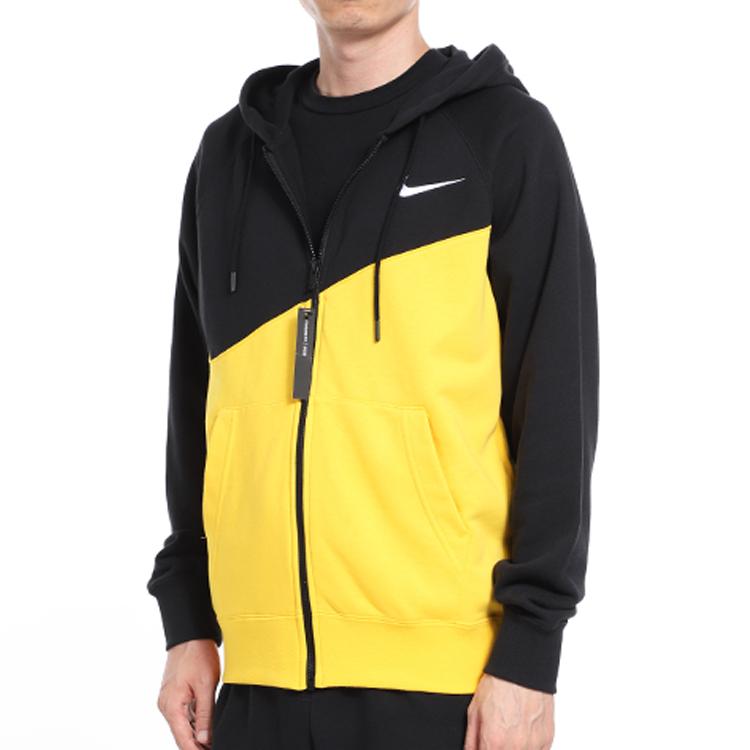 Nike Spliced Knit Hooded Jacket Men Outerwear Black Yellow CT3425-780