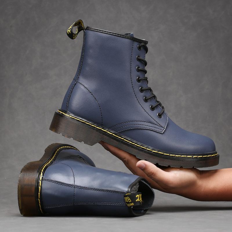 Martens Chunky Boots For Women Ladies Genuine Leather Ankle Boots Female Motorcycle Women Boots Big Size 35-46