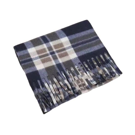 Double-Sided Velvet Scarf with Tassel Decoration Plaid Print Autumn Winter Warm Cashmere-like Scarf Fashion Accessory