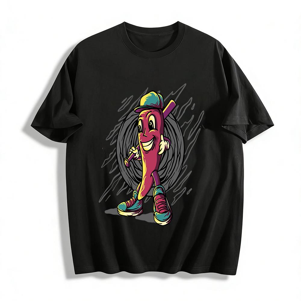 Funny Baseball Chili Pepper Graphic Casual T-shirt Pure cotton T-shirt XXS