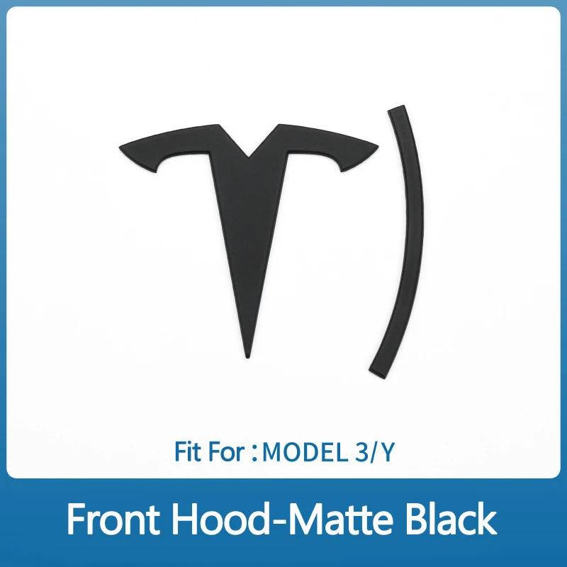 For Tesla Model 3 ModelY Metal Alloy Car Front Hood Emblem Rear Trunk 3D Sticker Replacement Badge Accessories
