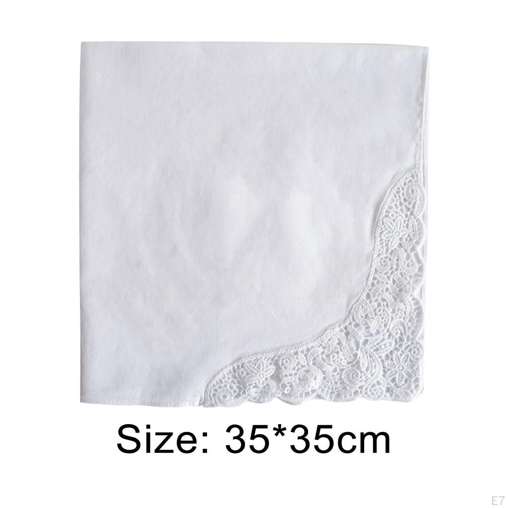 12 Pcs White Wedding Handkerchiefs 13.78 Inch Embroidery DIY Soft Classic Ladies Hanky