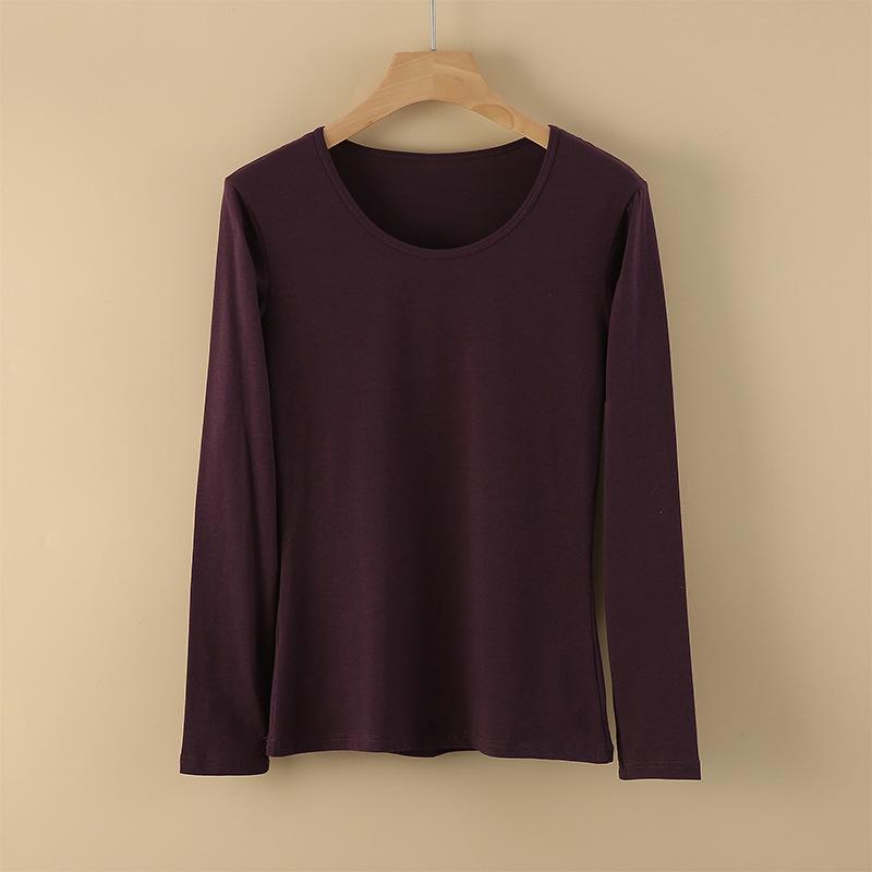 Women's Pure Cotton Long-Sleeve Thermal Sweater - Round Neck, Autumn/Winter Warm Top