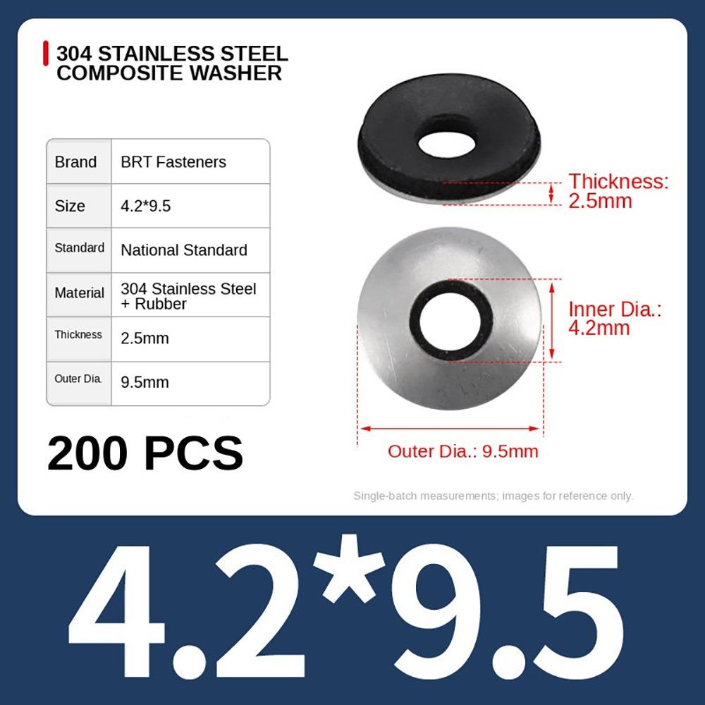 1 Satz 304 Edelstahl EPDM-kaschierte Dichtungsscheiben für selbstbohrende Schrauben Dachbau