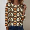 Langarmshirts Für Damen Niedliche Halloween-Print Grafik-T-Shirts Blusen Lässig Große Größen Basis-Oberteile Pullover