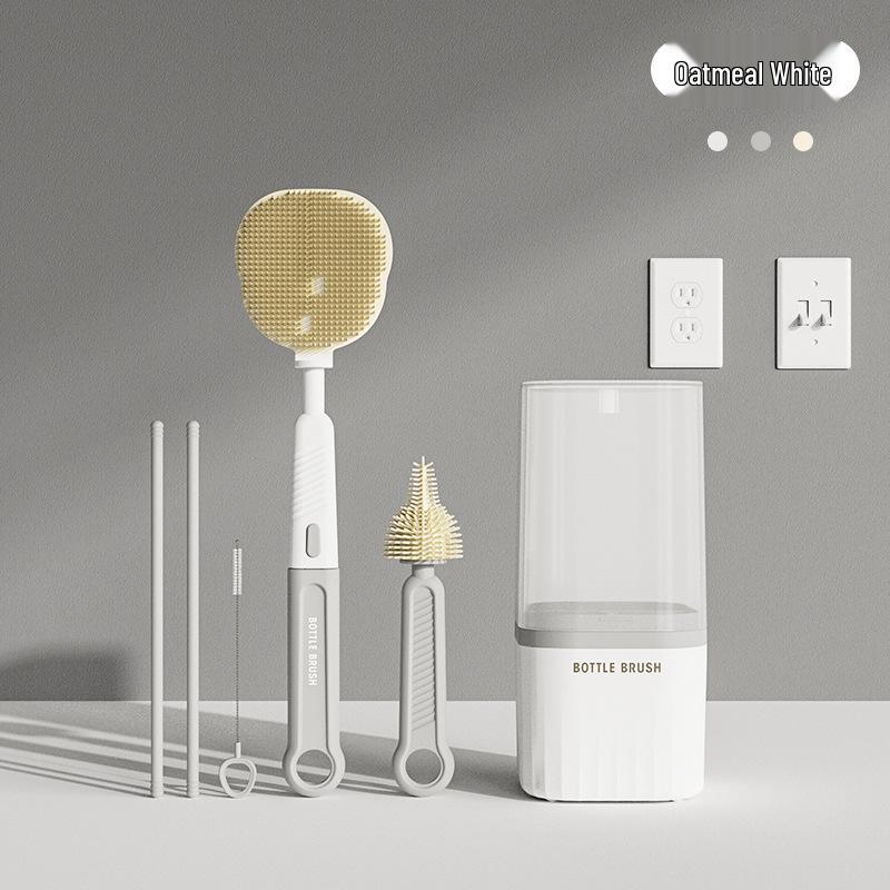 Silicone Baby Bottle & Nipple Brush Set - Portable, Multi-Functional Cleaning Tool for Bottles, Cups & Containers
