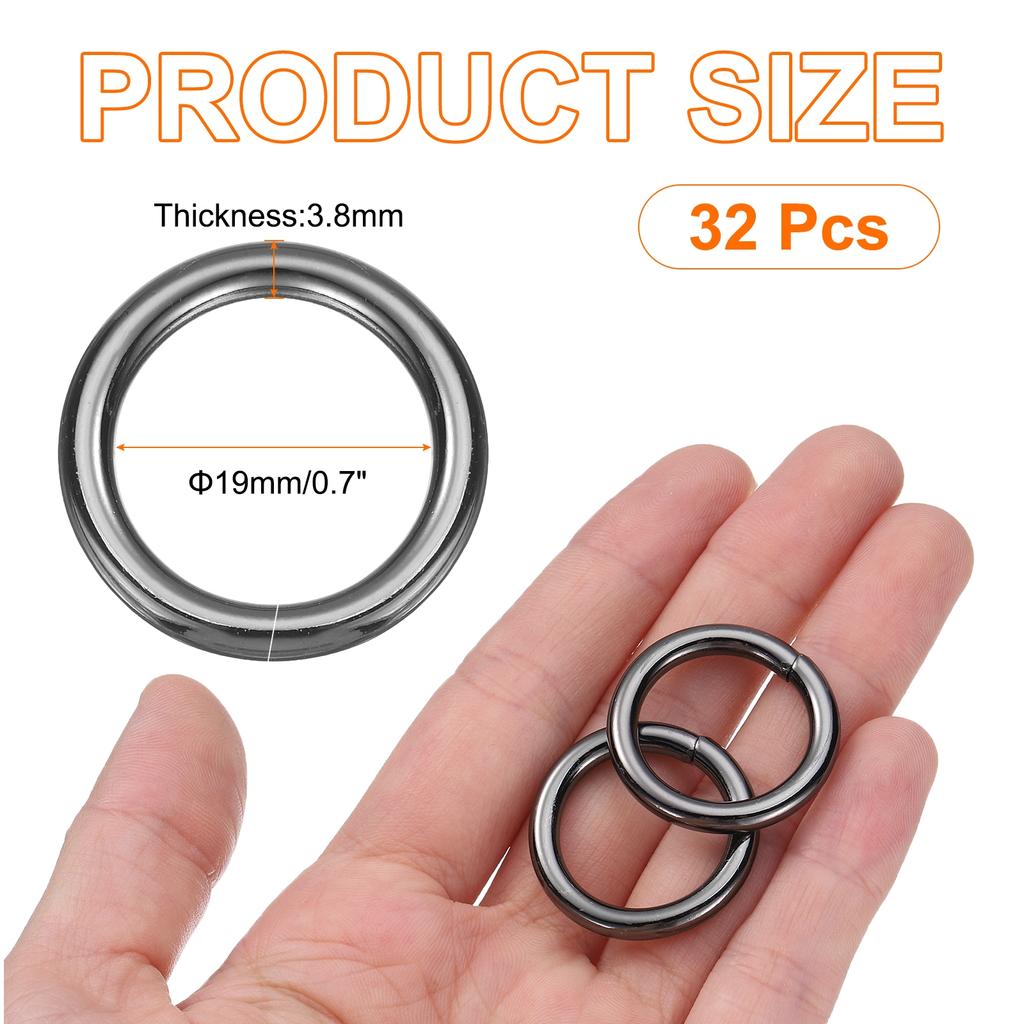 32pcs O Ring Buckle Zinc Alloy Opening O-Rings Clasp Clips for Crafts Keyrings Bags Straps Belts DIY Accessories