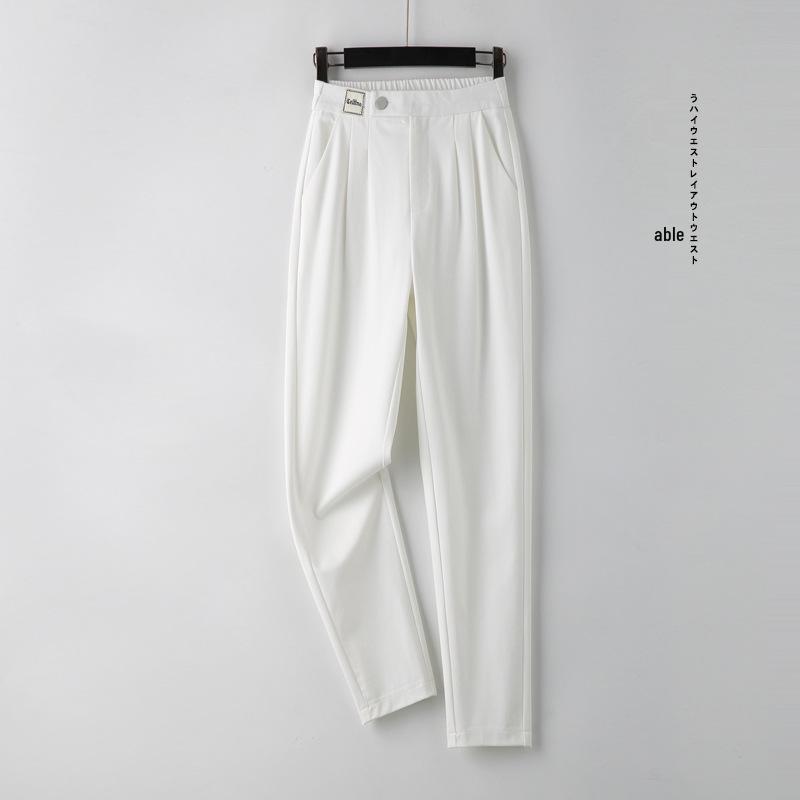 

Женские белые брюки-сигареты облегающего кроя с высокой посадкой - Летняя повседневная одежда S (80-95 jin) белый