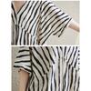 DIMANAF New 2025 Women Basic Plus Size Stripe Summer Dress Casual Linen V-Neck Short Sleeve Dress Loose Dress