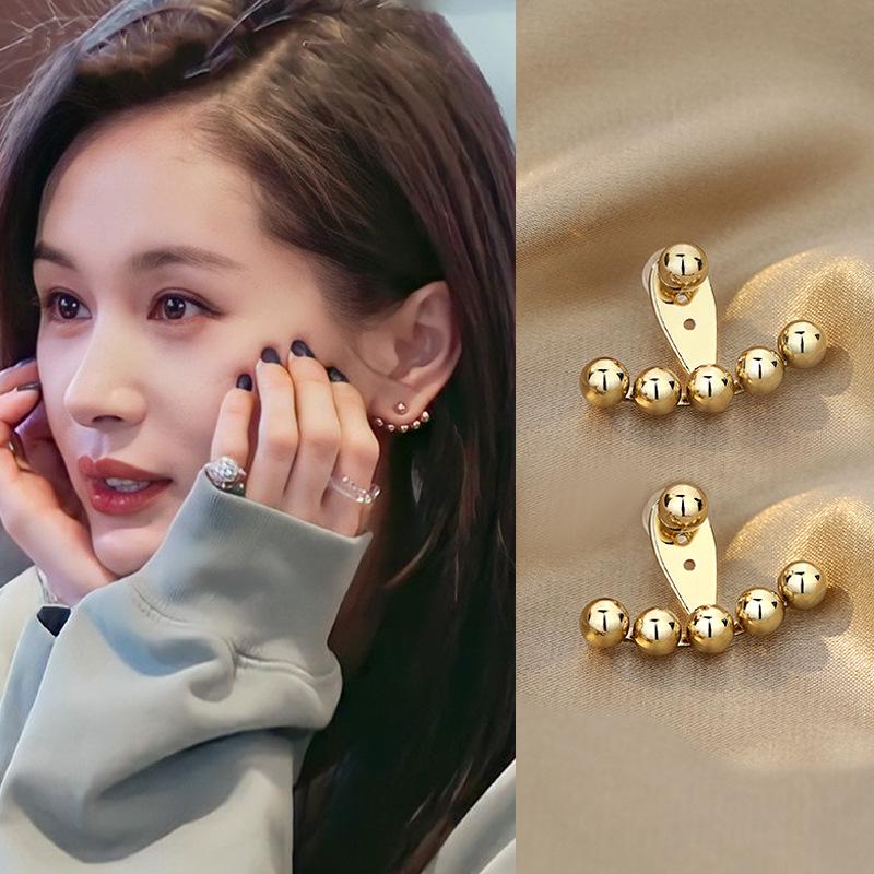 Trendy 2022 Niche High-End Beaded Hanging Stud Earrings - Light Luxury Style for Autumn/Winter