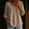 Women's Casual Solid Color Blouse Ruffle Trim Top Long Sleeve Loose Fit Shirt Lightweight Comfortable Fabric