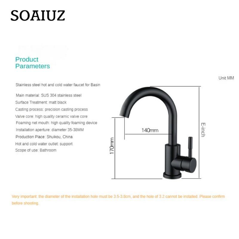 Kitchen Black Faucet Tap 304 Stainless Steel Basin Water Faucet Hot and Cold Washbasin Black Faucet Flexible Sink Faucet