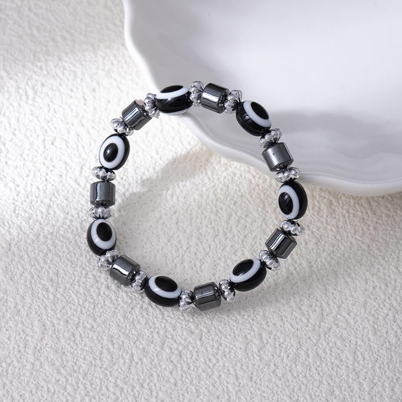 Vintage Handmade Colored Turquoise Beads Devil'S Eye Bracelet Fashion Personality Beaded Eye Elastic Bracelet