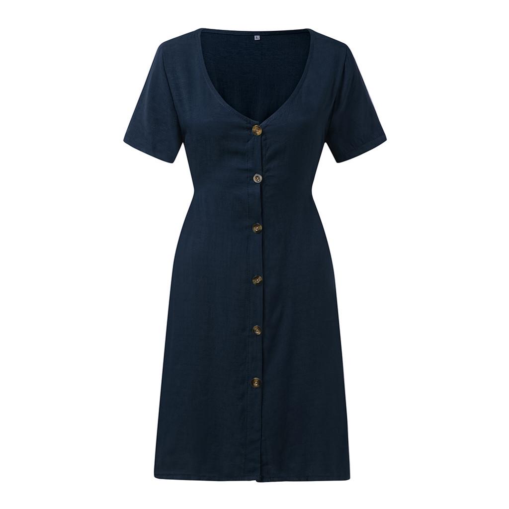 Womens Holiday V Neck Dress Ladies Summer Dress