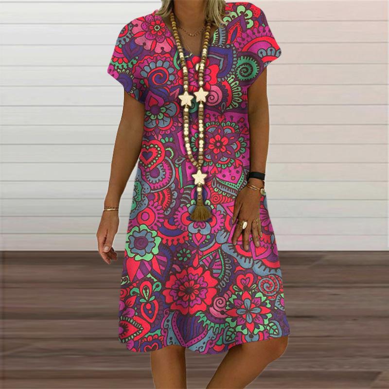 

Радужная абстрактная живопись женское платье элегантная мода 3D принт короткий рукав вечерние платья летняя повседневная свободная одежда больших размеров M