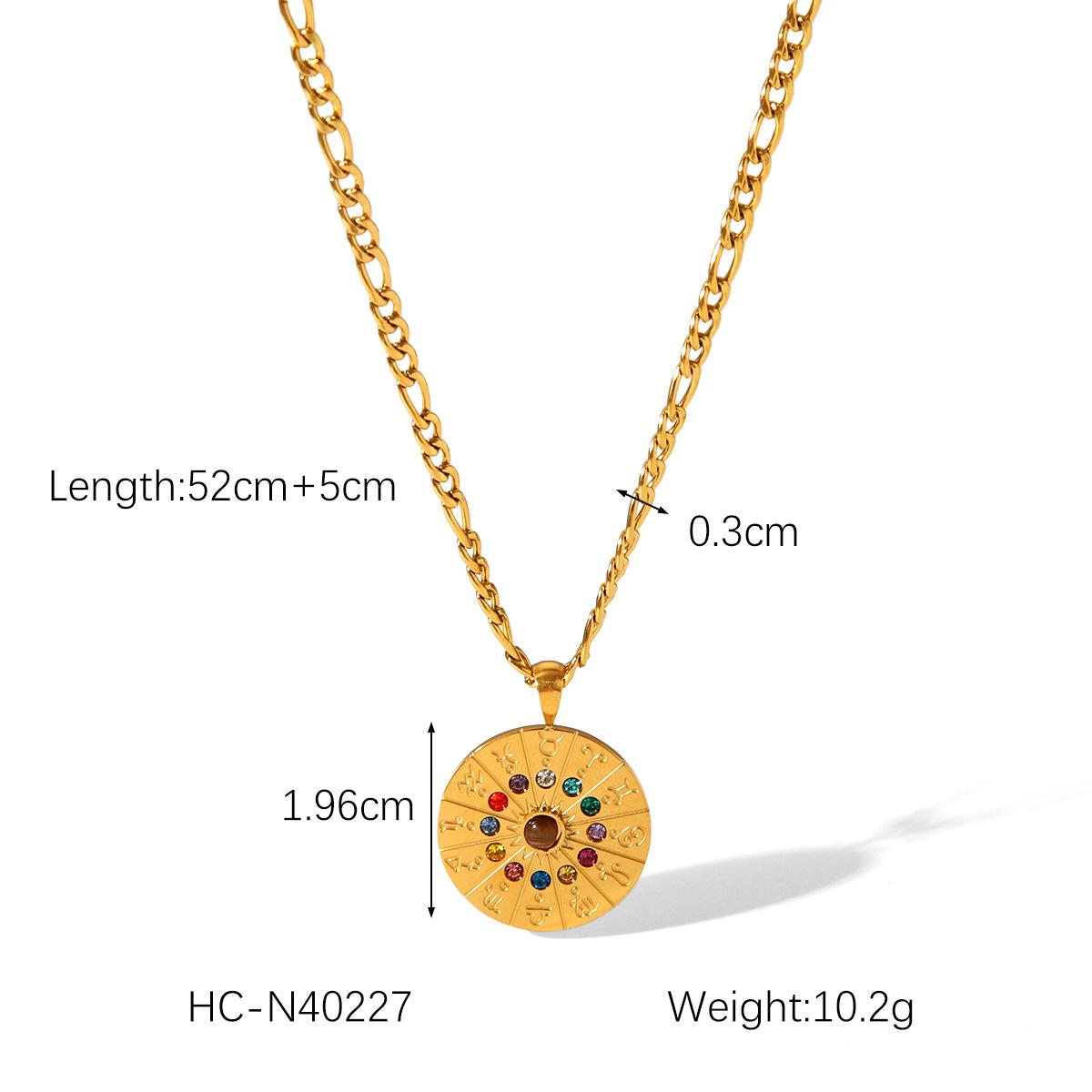 

Best-selling Ins style zodiac symbol pendant diamond-encrusted stainless steel necklace, stylish women s sweater chain золотий