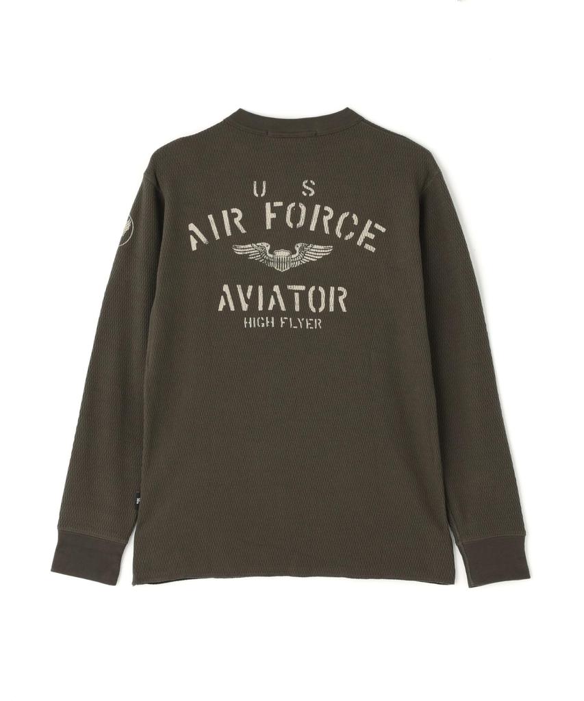 AVIREX HONEYCOMB WAFFLE USAF L/S T-SHIRT 783-5230030 charcoal 2XL