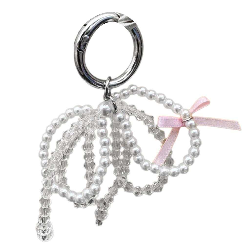 Stylish Bowknot Keychain Fashionable Heart Bag Pendant Phone Charm Keyring Elegant Accessory for Girls and Ladies