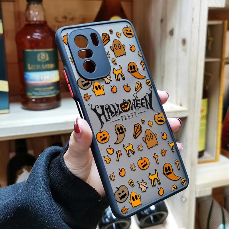 Halloween Scary Ghost Phone Case For Xiaomi Redmi 10C 9T 9A 9C Note 8 9 10 11 12 Pro Plus 5G 9S 12S 8Pro Funda Matte Clear Cover