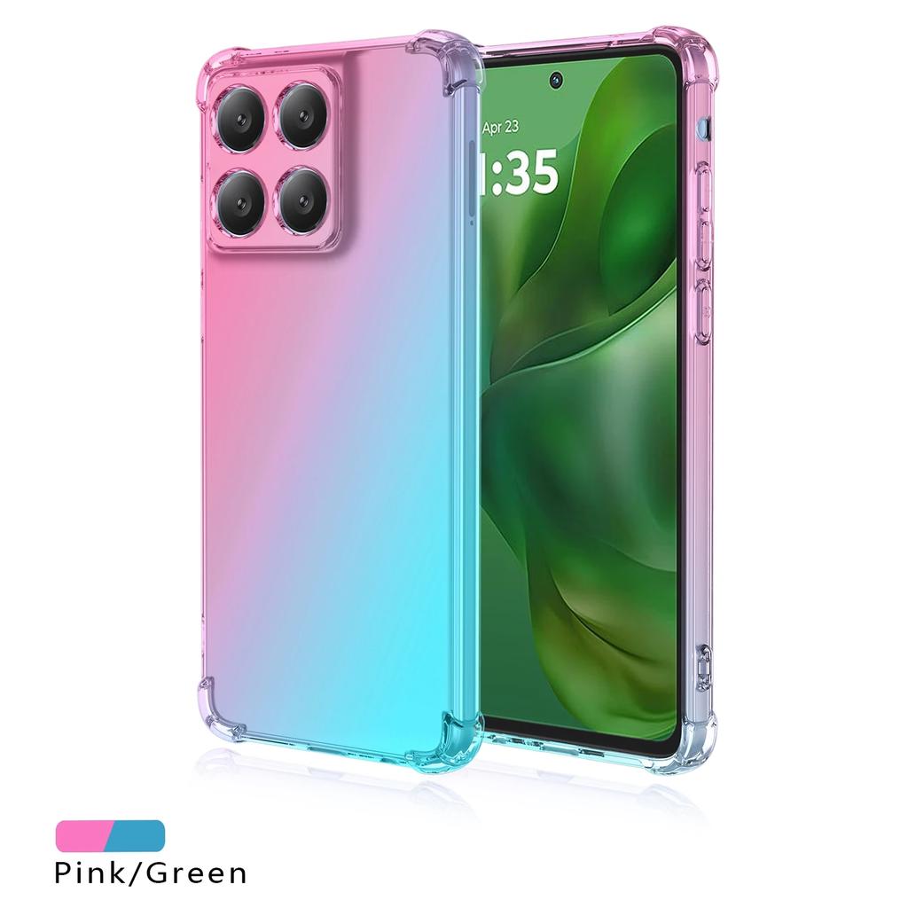 Shockproof Gradient Silicone Case for Motorola Edge 60 Fusion 60S Rainbow Color Anti-Knock Airbags Cover for Moto Edge 60 Stylus