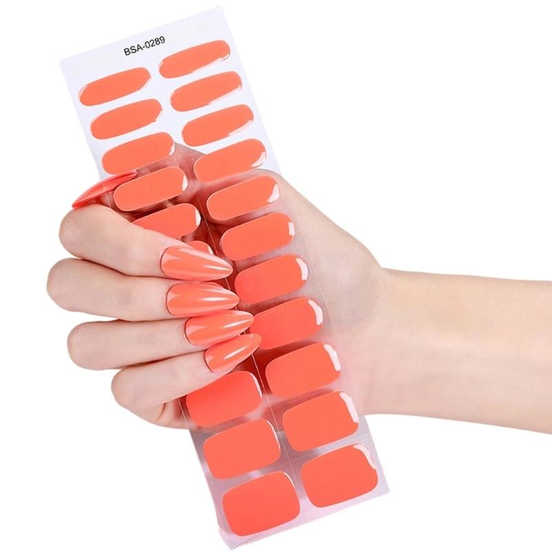 1Set Gel Nail Stickers 22pcs Color Variety Nail Art Set Full Nails Wraps for Women Easy to Apply