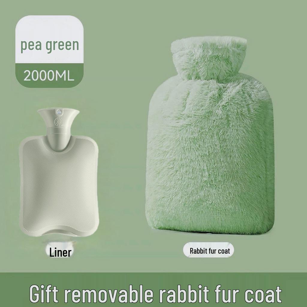 Large Portable Explosion-Proof Hot Water Bottle with Thickened Hand Warmer and Imitation Rabbit Fur