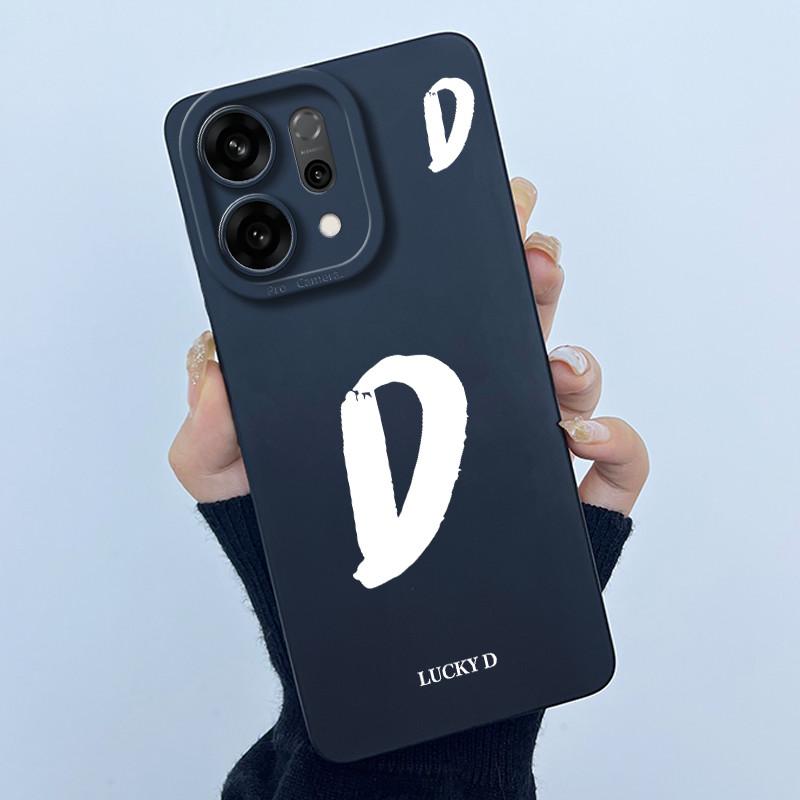 For OPPO Reno14 Pro 5G Cover Case Lucky Initial Letter Couple Silicone Soft Matte Phone Bumper for Oppo Reno 14 Pro 5G Casing