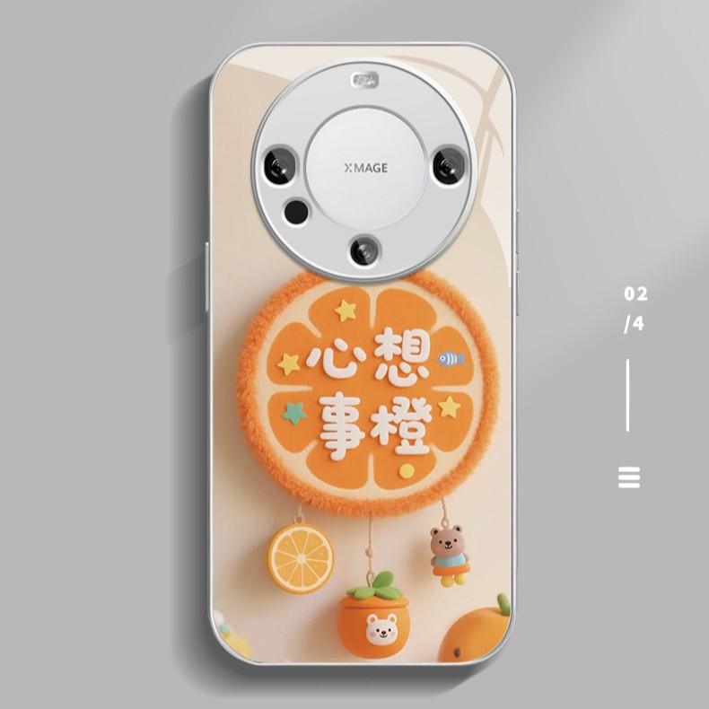 Xinxiangshi Orange for Apple 16promax Mobile Phone Case for IPhone15/14 New Cartoon 13 Glass Case