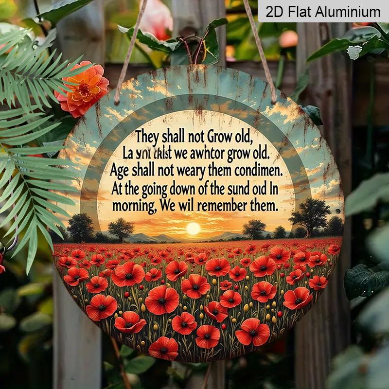 

2D Flat Aluminum Memorial Day-Themed Wall Art Featuring Vintage Poetic Style Commemorative Gift 7.87 Inches X 7.87 Inches Suitable for Cafes 1pc