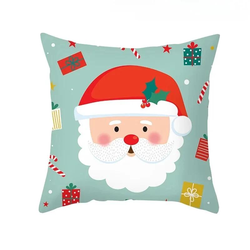1 Piece Of Christmas Decoration Pillowcase Cartoon Santa Claus Snowman Pattern Sofa Cushion Suite Room Home Decoration Gift