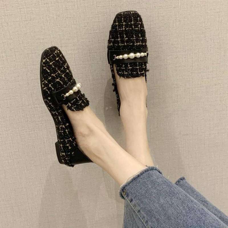 Doudou Shoes Women's Spring and Summer New Flat-bottomed Shallow Mouth Single Shoes Korean Version Lazy Shoes Student Versatile Social Fashion