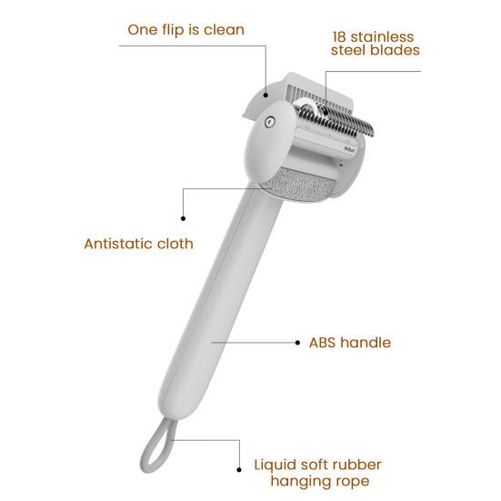 Pet Grooming Brush Self Cleaning Rake Cats Hair Removal Tool Deshedding Comb Removes Loose Undercoat for Long Haired Cats Dogs