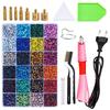 Hot Melt Glue Rhinestone Applicator Set with 12 Grids for DIY Clothing Décor and Flat Bottom Rhinestones